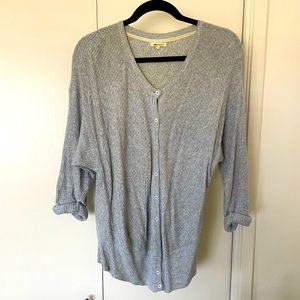 Rolled Sleeve Button Up Sweater